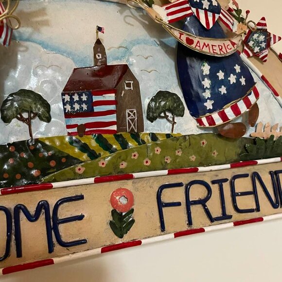 Americana Toleware 3D Patriotic Folk Art Tin Sign/ Wall Decor - Picture 12 of 16
